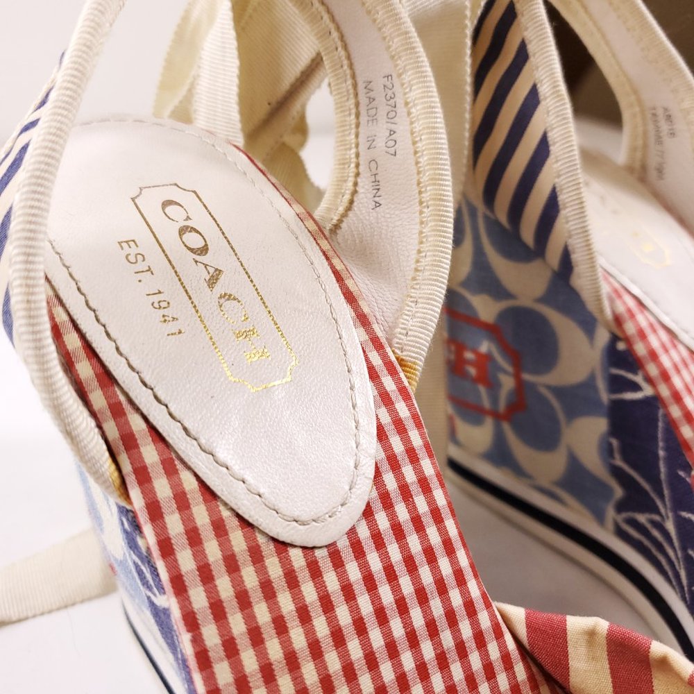 Coach Patchwork Lace Up Tammie Wedge Heels - Picture 3 of 7